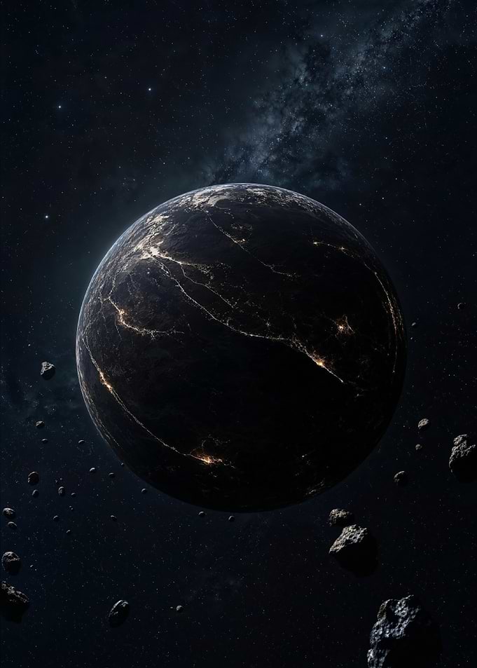 Dark Planet with City Lights