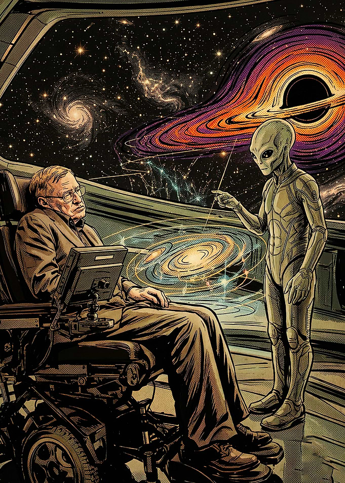 Stephen Hawking Meeting an Alien