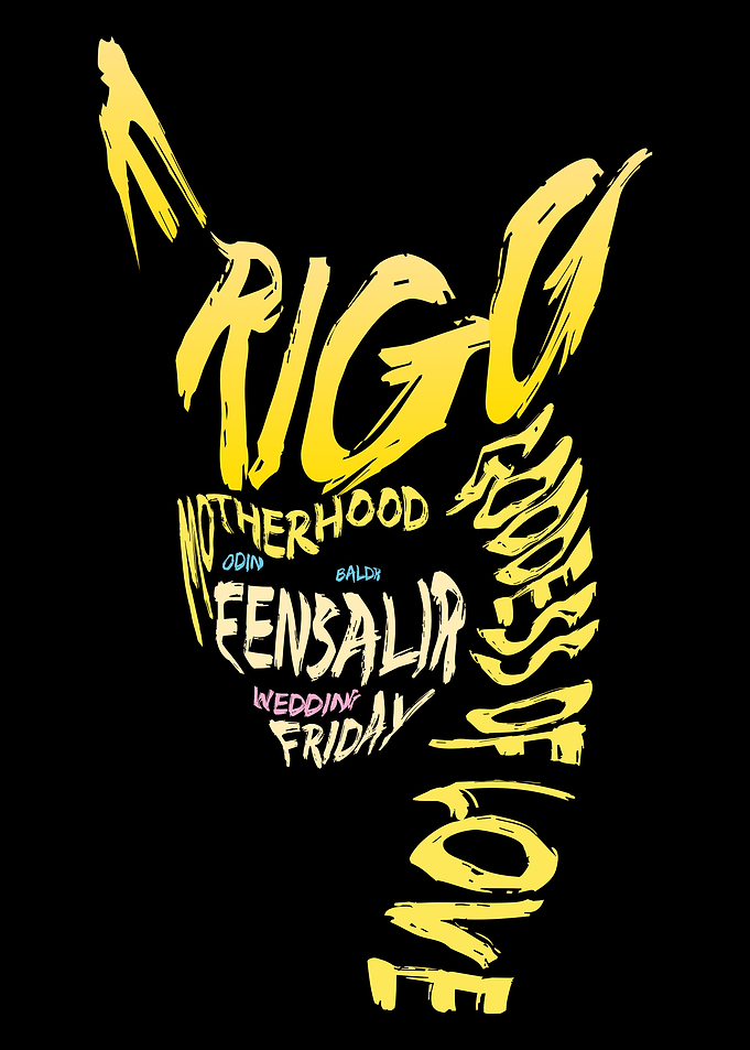 Frigg Typography Portrait - Norse Mythology