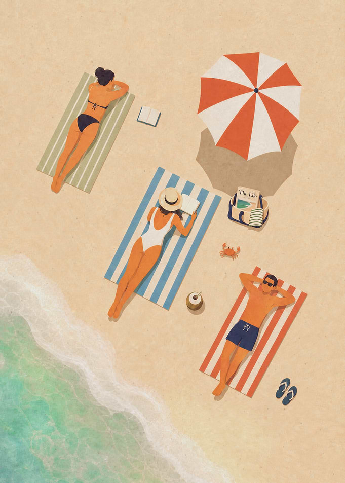 Aerial View of People on Beach