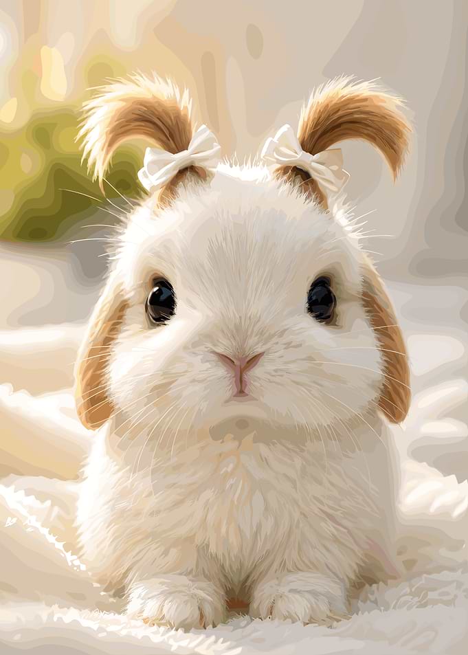 Adorable Bunny with White Bows