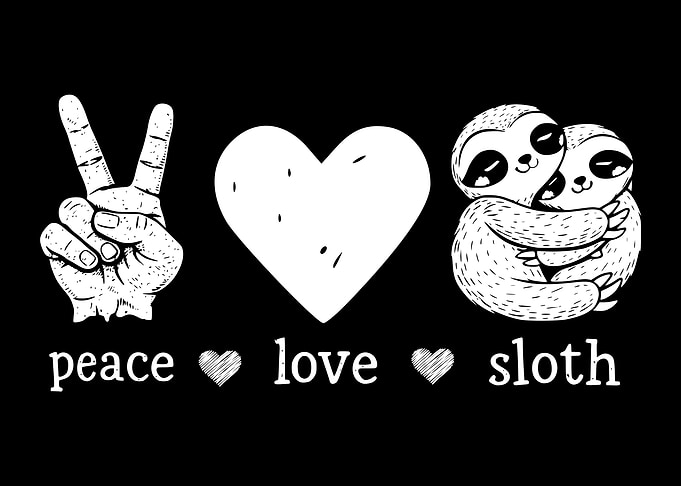 Peace Love Sloth Graphic Design