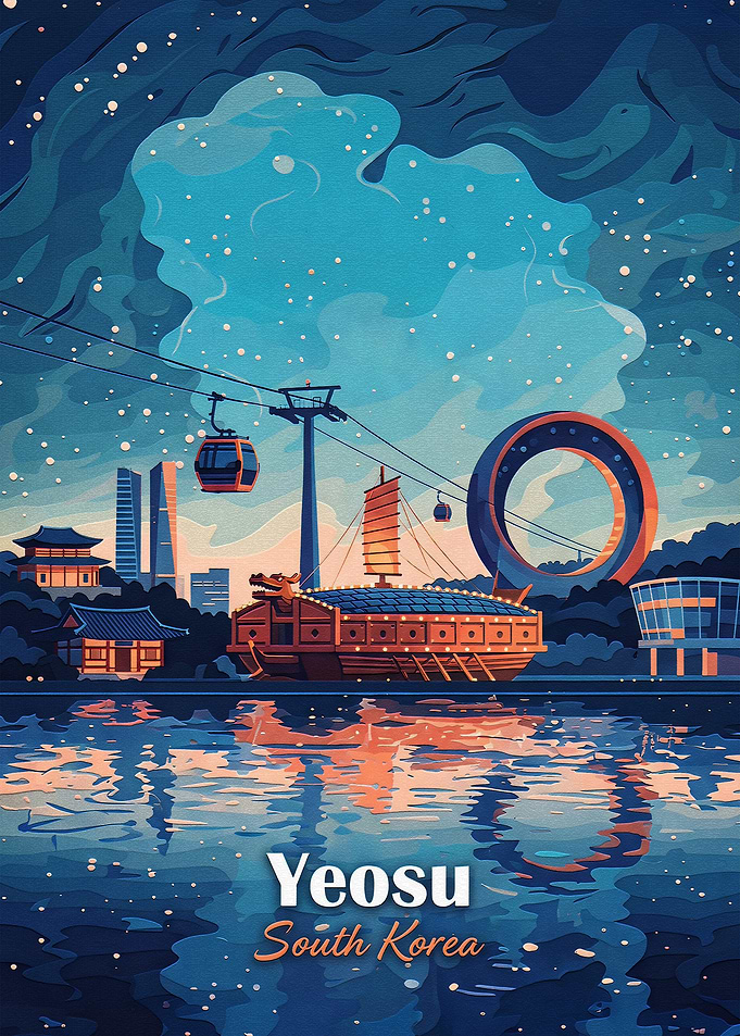 Yeosu South Korea Travel Poster
