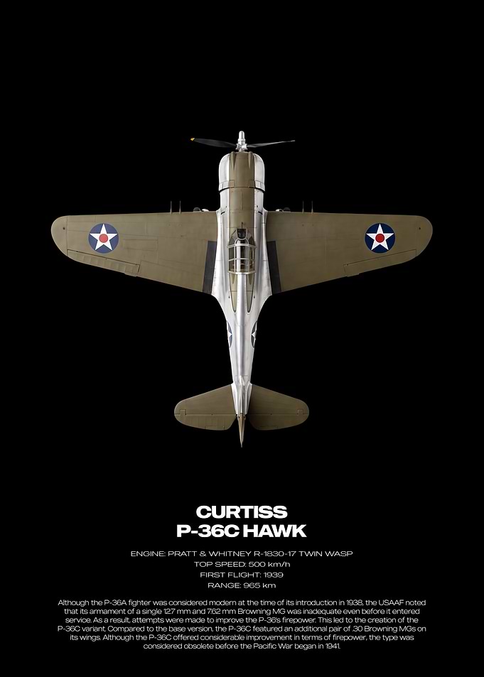 Curtiss P-36C Hawk Technical Poster