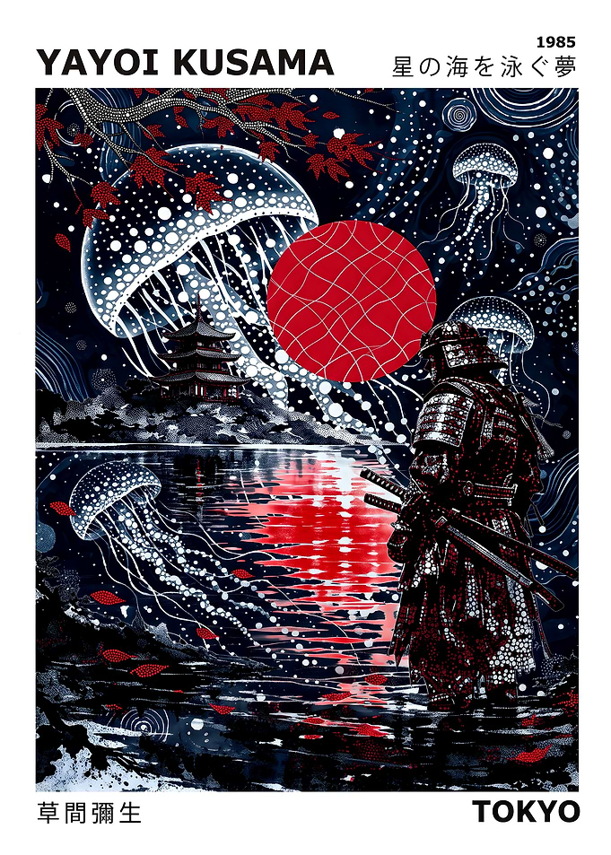 Yayoi Kusama Samurai Jellyfish Art Poster