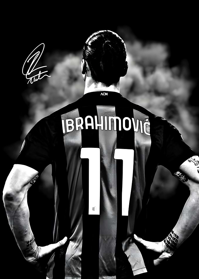 Zlatan Ibrahimovic AC Milan Jersey Portrait
