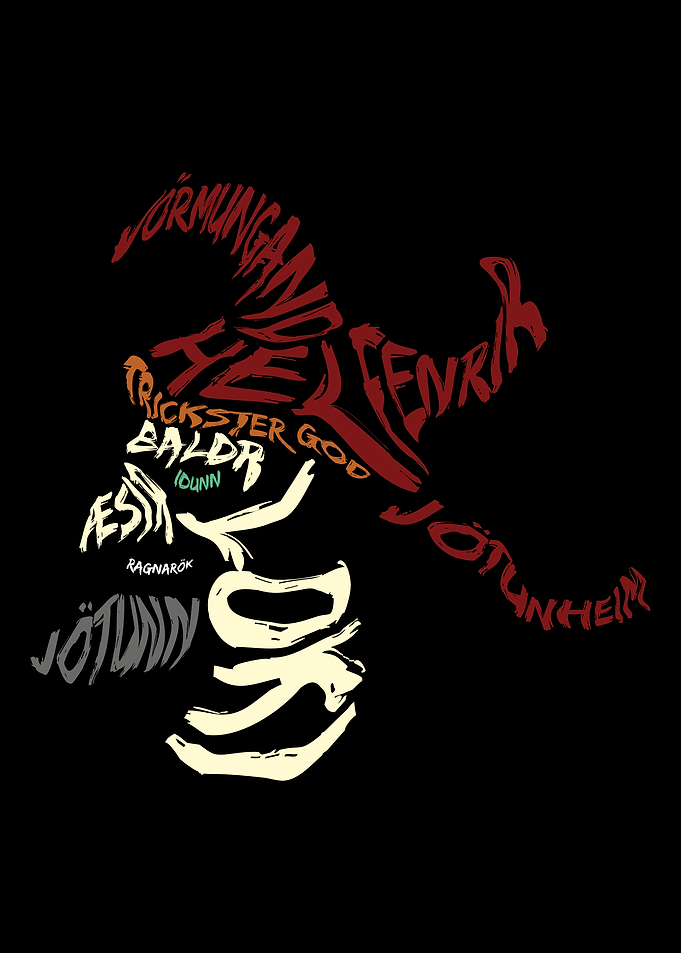 Loki Typography Portrait - Norse Mythology