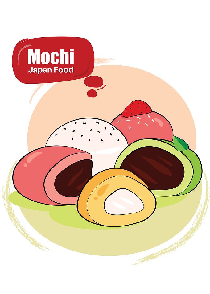 Colorful Japanese Mochi Dessert Illustration
