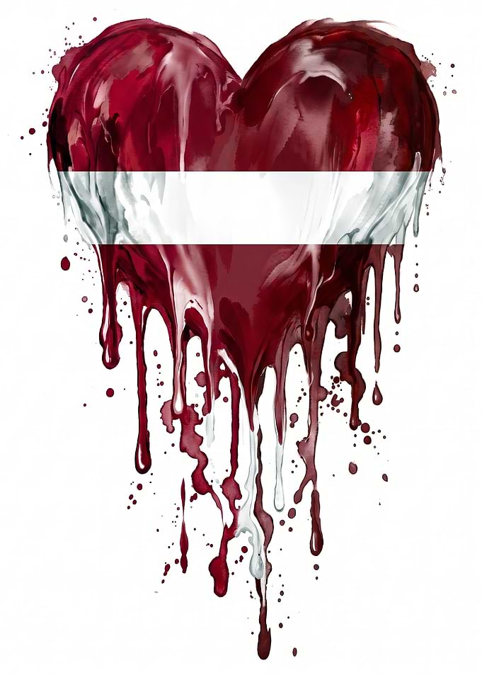 Latvian Flag Heart Drip Art