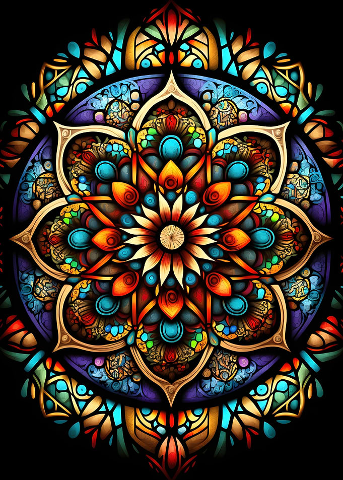 Vibrant Stained Glass Mandala Art