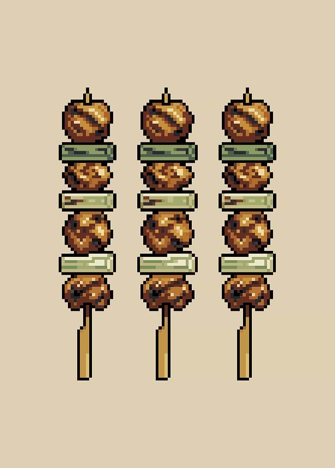 Pixel Art Yakitori Skewers