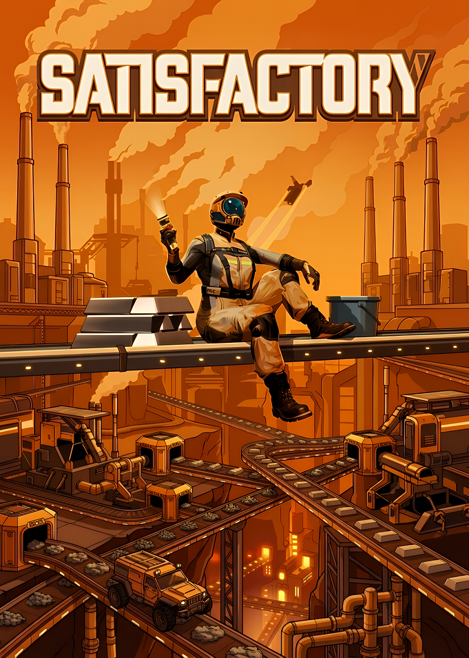 Satisfactory Game Industrial Landscape Poster