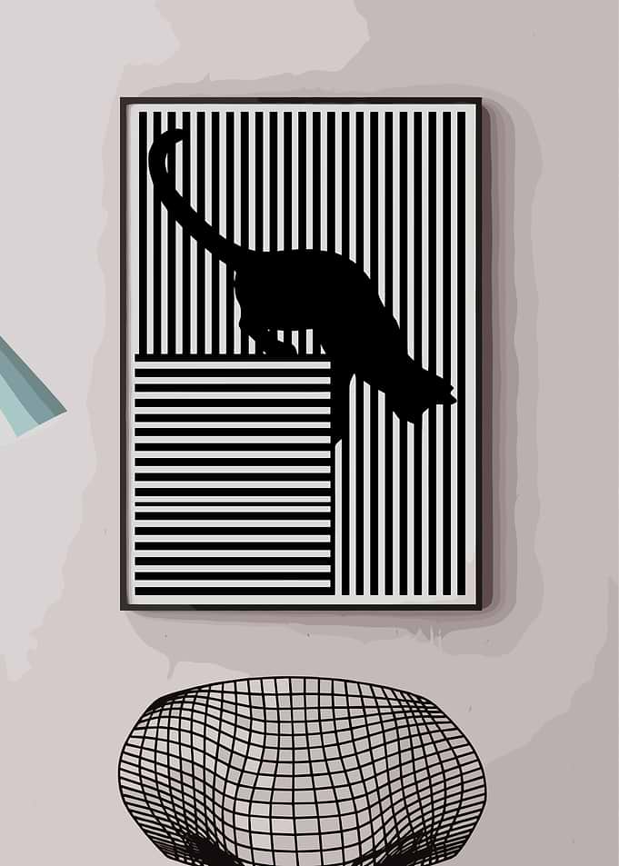 Minimalist Black and White Cat Poster