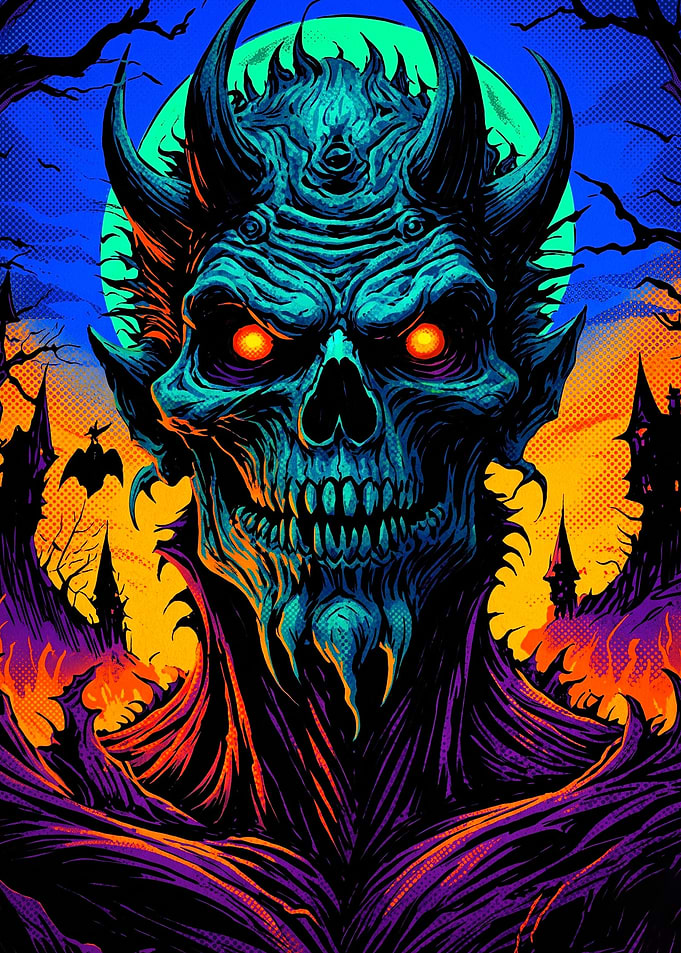Neon Demon Skull Portrait