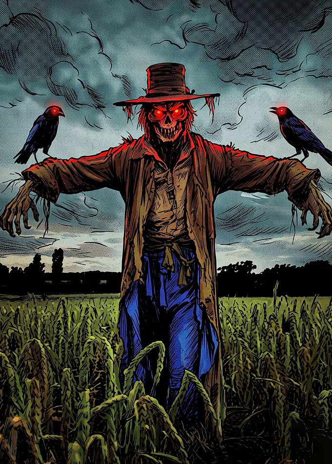 Evil Scarecrow with Glowing Red Eyes