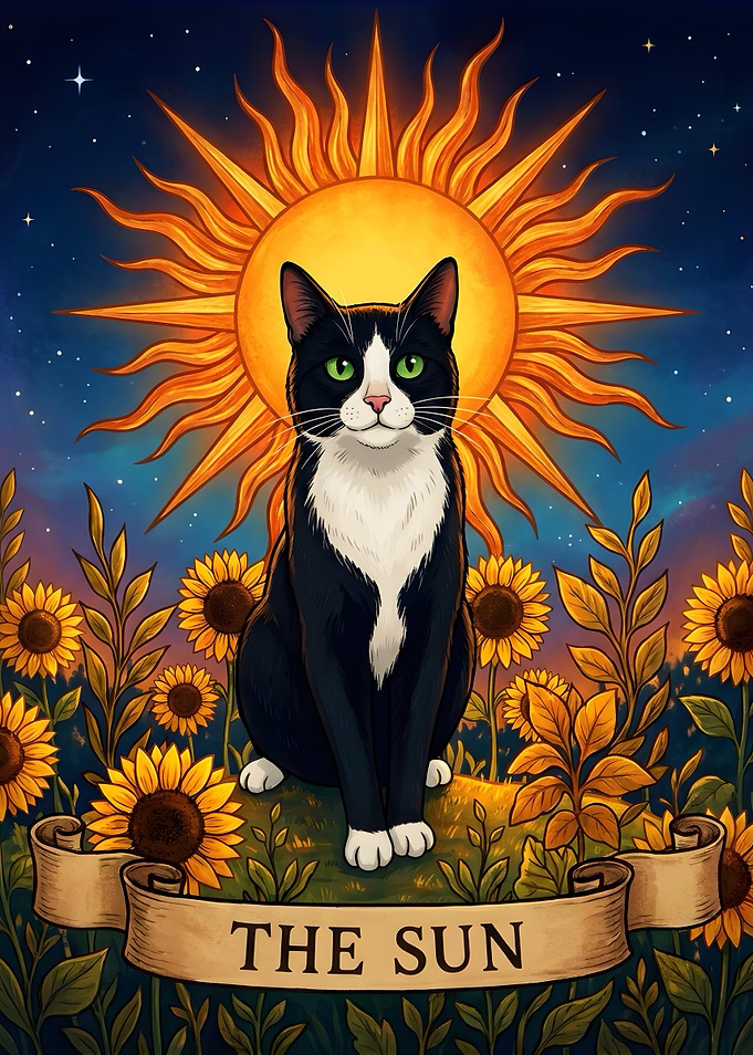The Sun Tarot Card Cat
