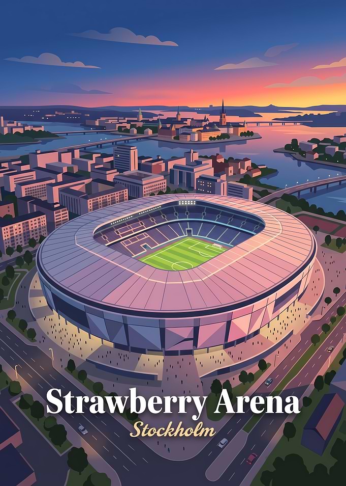 Strawberry Arena Stockholm Sunset Poster
