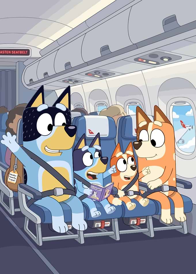 The Heeler Family Flying on Plane