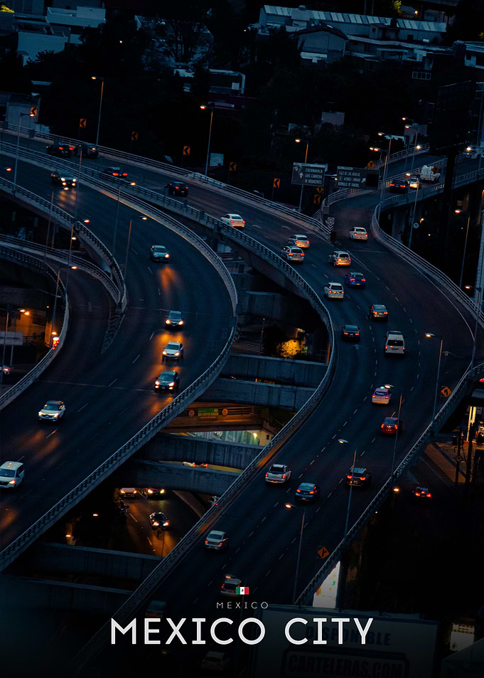 Mexico City Highway at Night