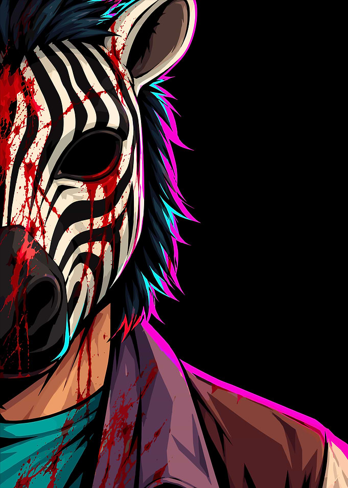 Bloody Zebra Masked Character Portrait