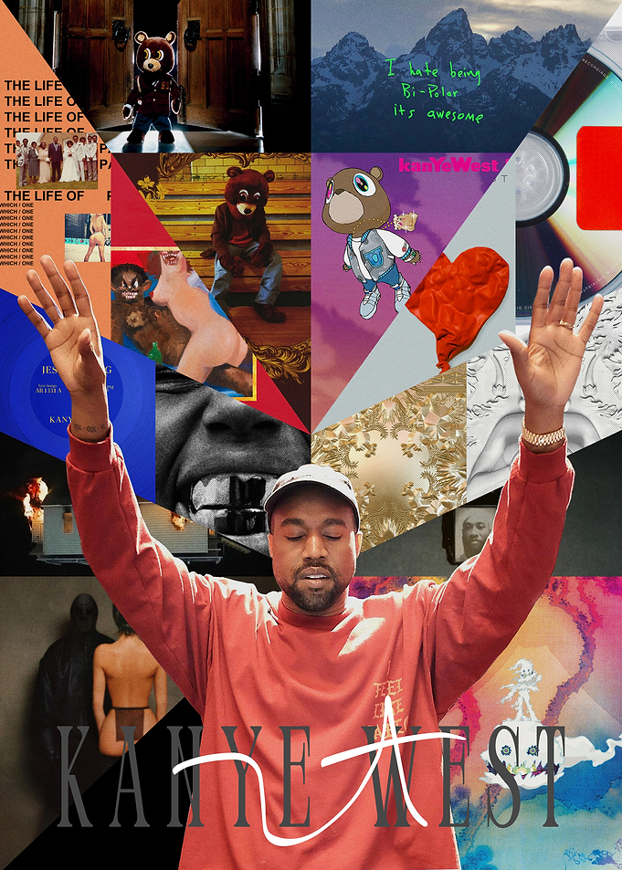 Kanye West Discography Collage Poster