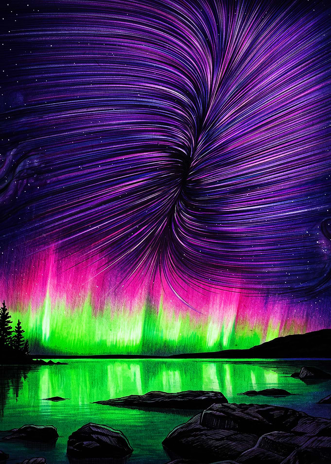 Vibrant Aurora Borealis Over Lake