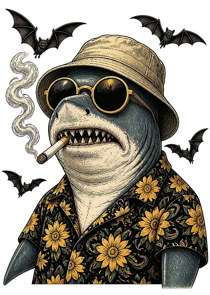 Cool Shark in Sunflower Shirt