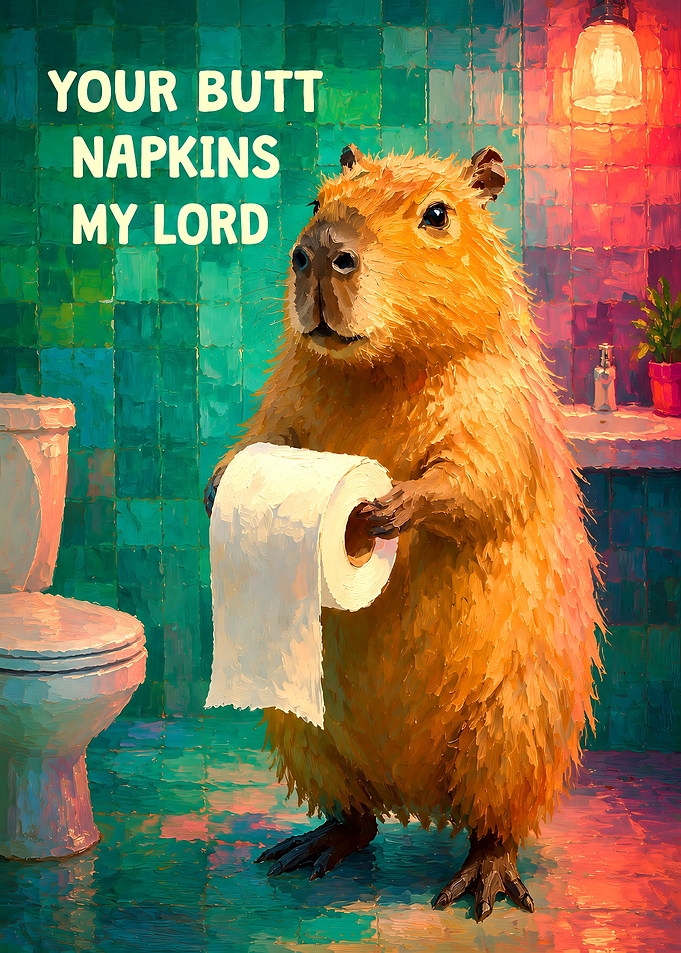 Funny Capybara Toilet Paper Poster