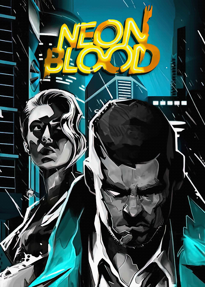 Neon Blood Cyberpunk Game Poster