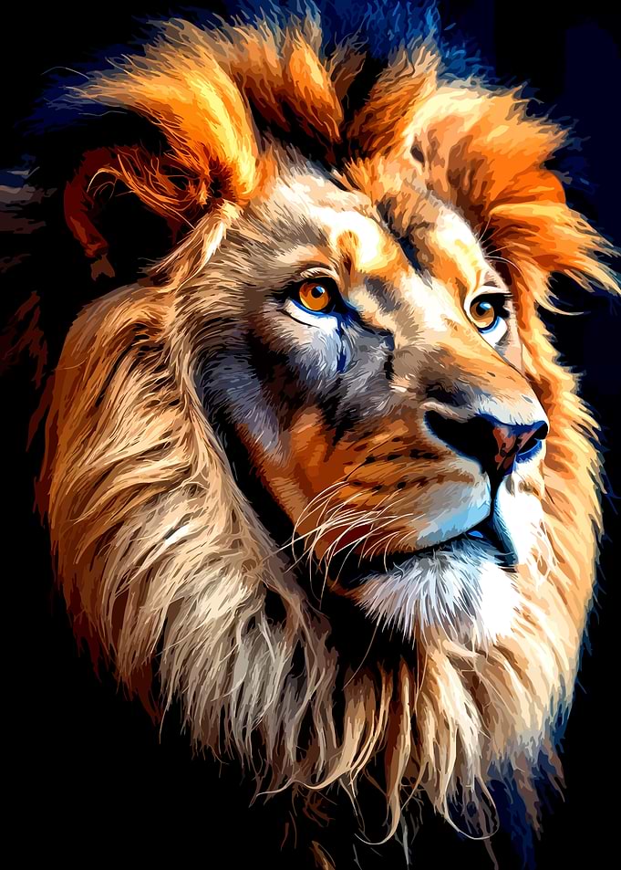 Majestic Lion Portrait Digital Art