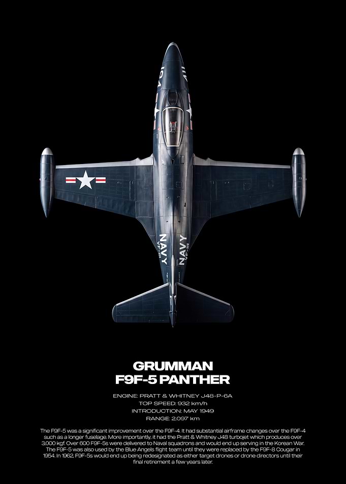 Grumman F9F-5 Panther Technical Poster
