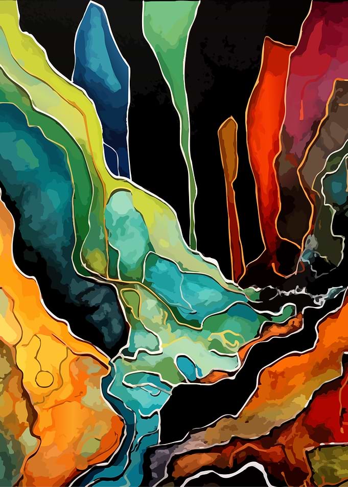 Abstract Colorful Geological Layered Art