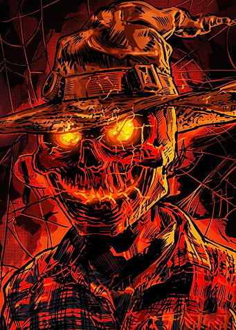 Fiery Scarecrow Skull Illustration
