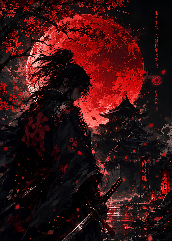 Samurai Under a Blood Red Moon