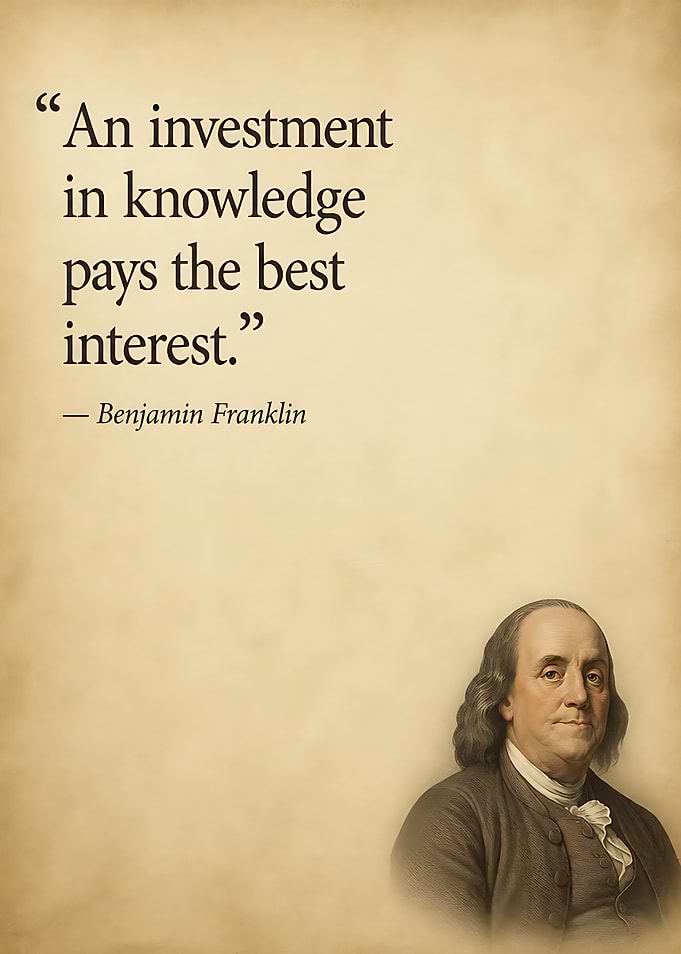 Benjamin Franklin Inspirational Quote Poster