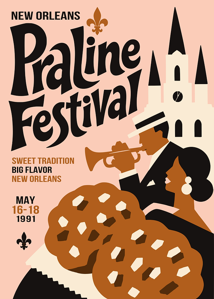 Vintage New Orleans Praline Festival Poster