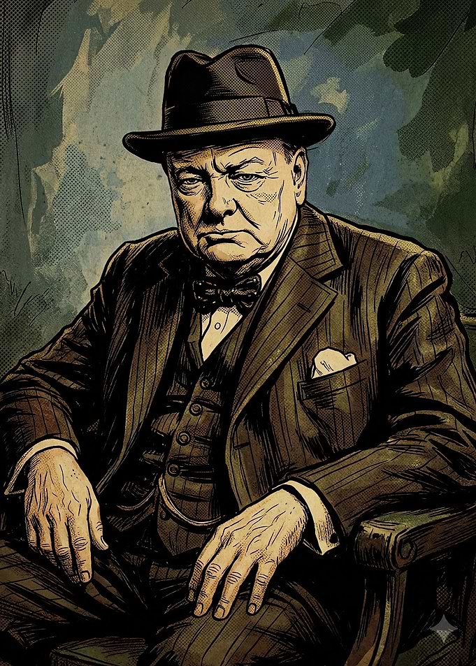 Winston Churchill Portrait Illustration