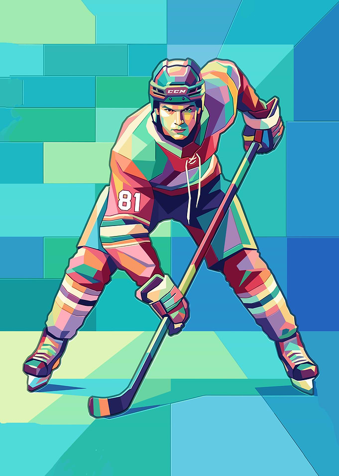 Geometric Pop Art Hockey Player