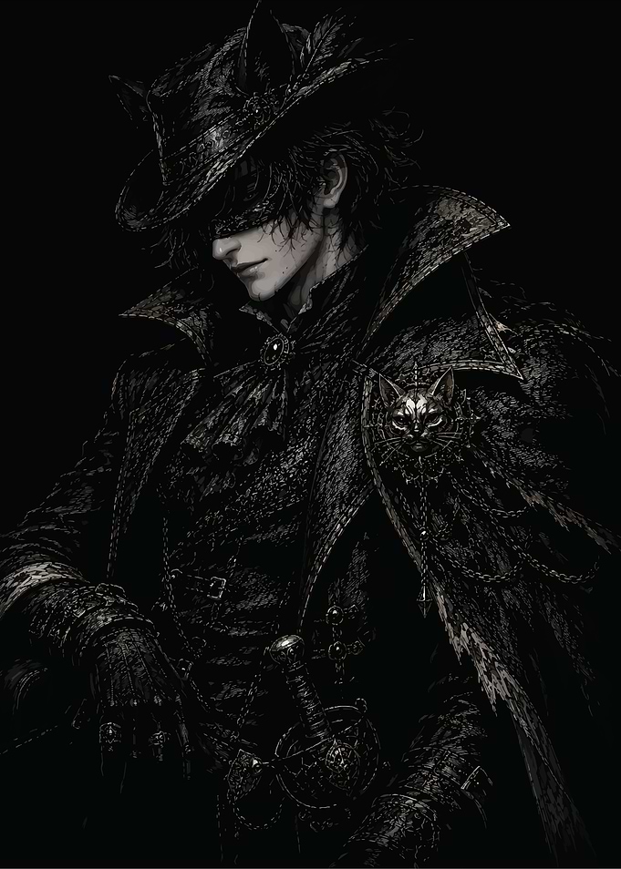 Dark Fantasy Cat-Themed Gentleman