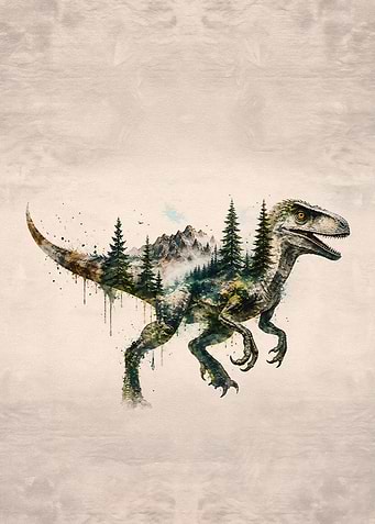 Double Exposure Raptor Forest Art