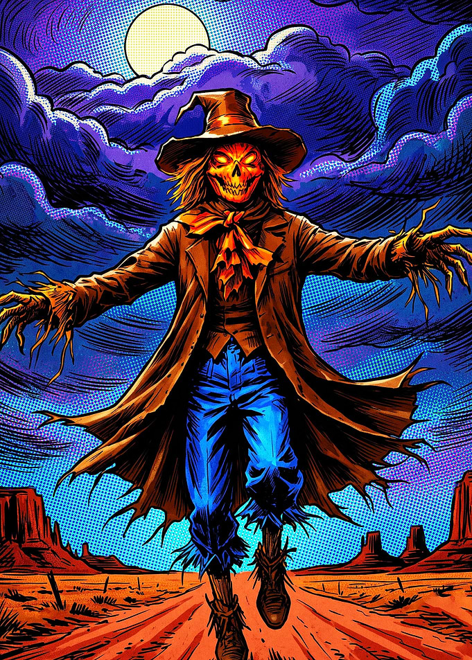 Scarecrow Monster in Desert Night