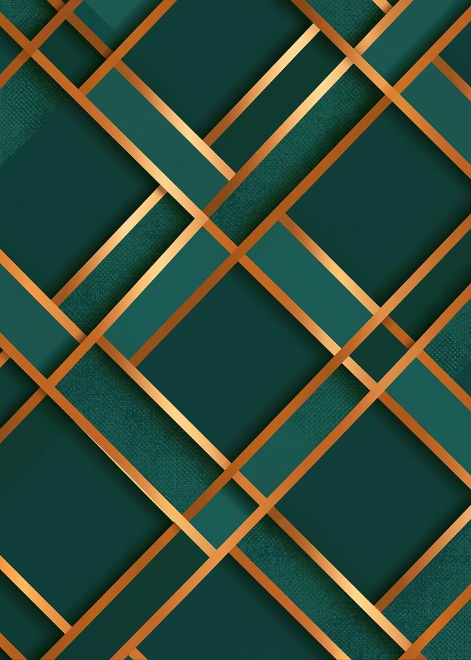 Abstract Emerald Green and Gold Geometric