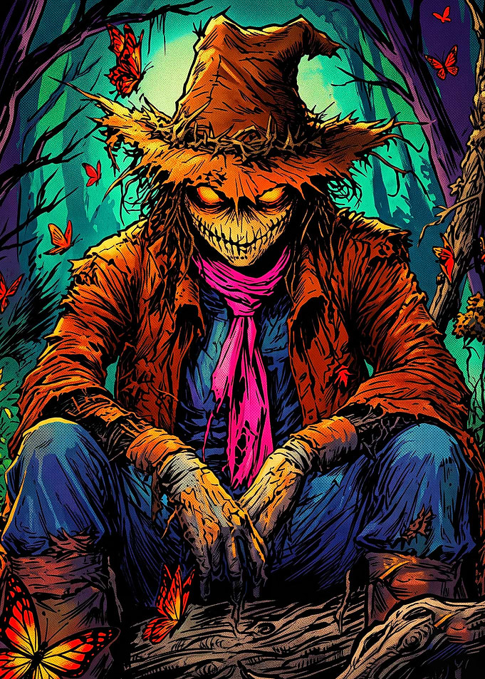 Sinister Scarecrow with Glowing Eyes