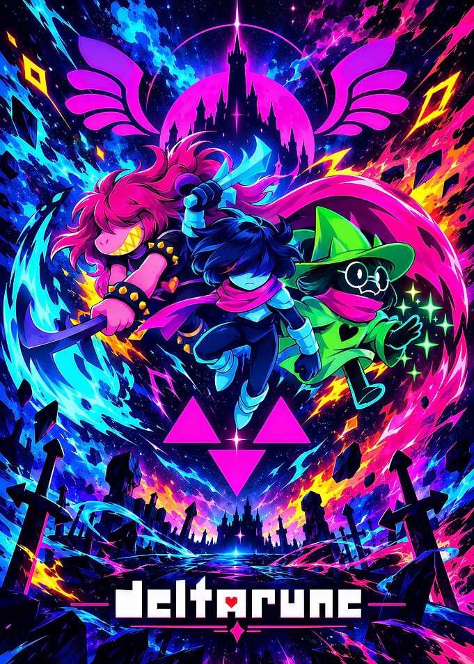 Deltarune Main Trio Action Poster