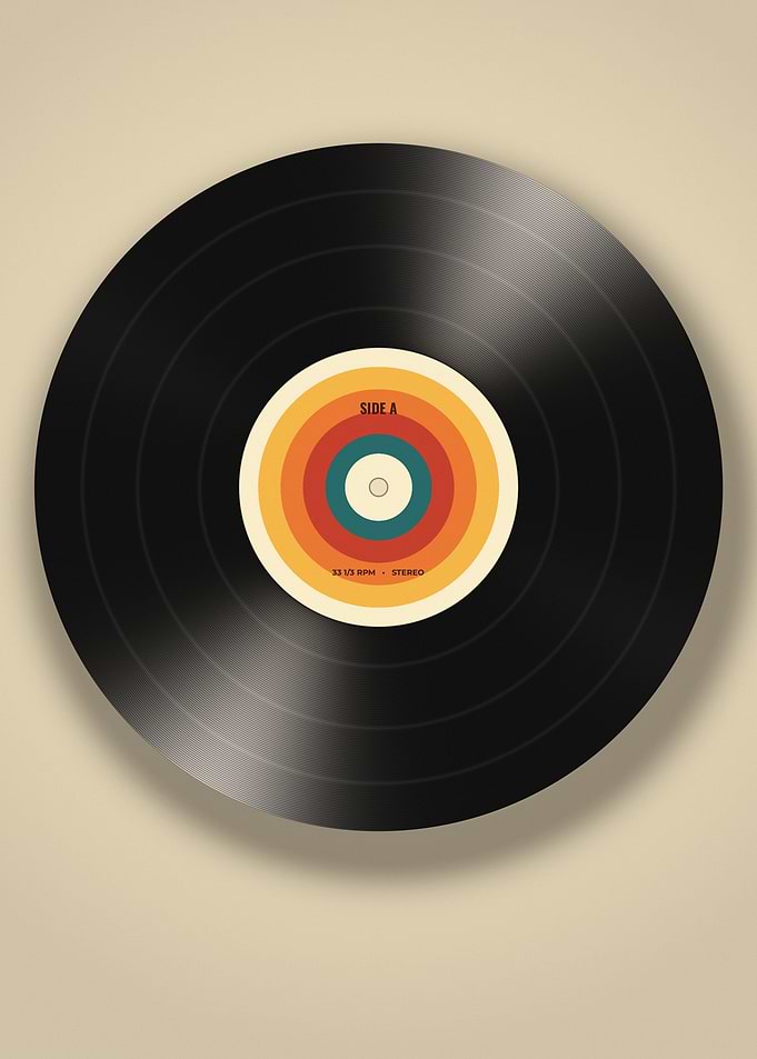 Retro Vinyl Record - 70s Sunset Label Music Poster for Record Collectors