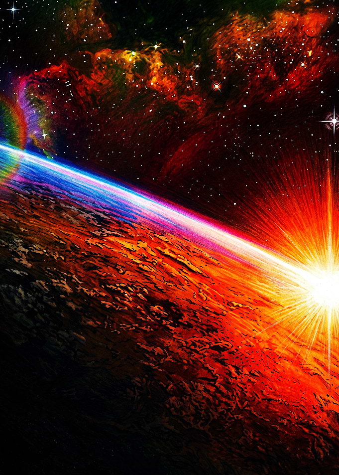 Fiery Planet Sunrise in Deep Space