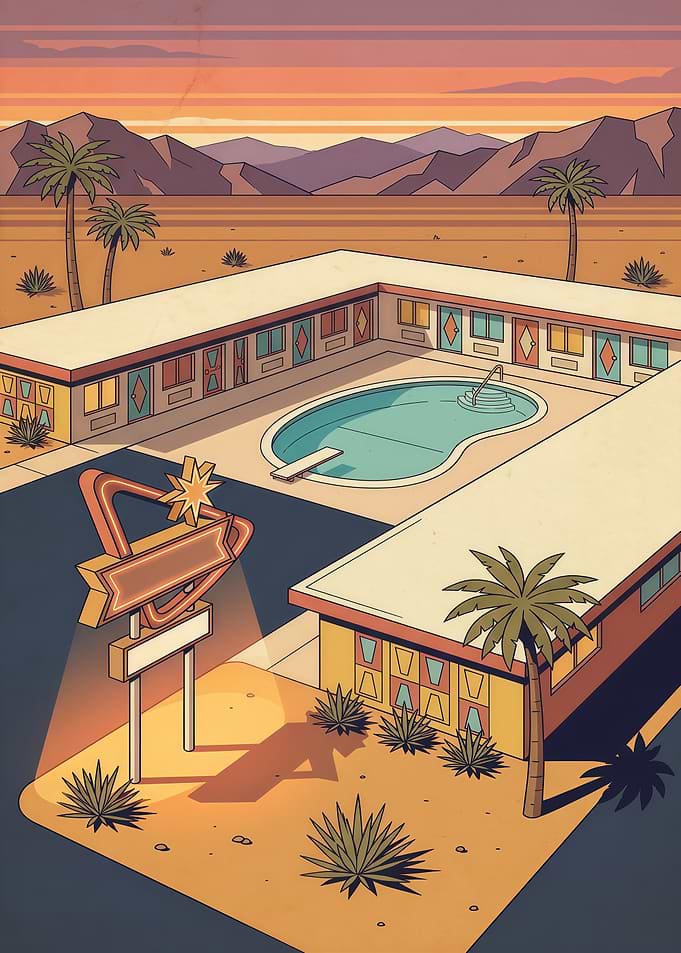 Retro Desert Motel Illustration