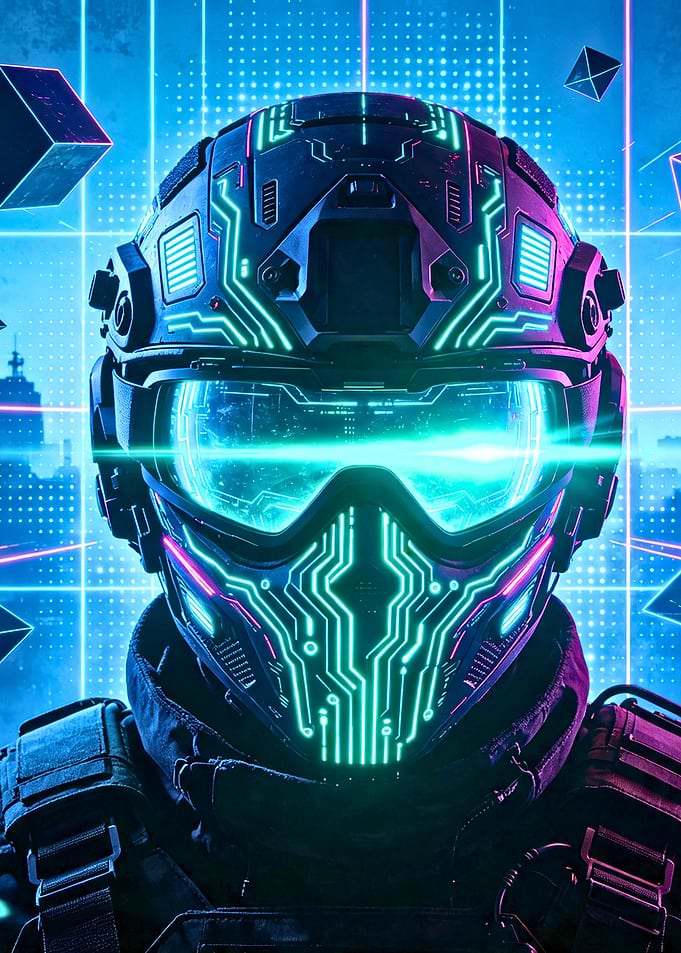 Cyberpunk Soldier Neon Tactical Helmet