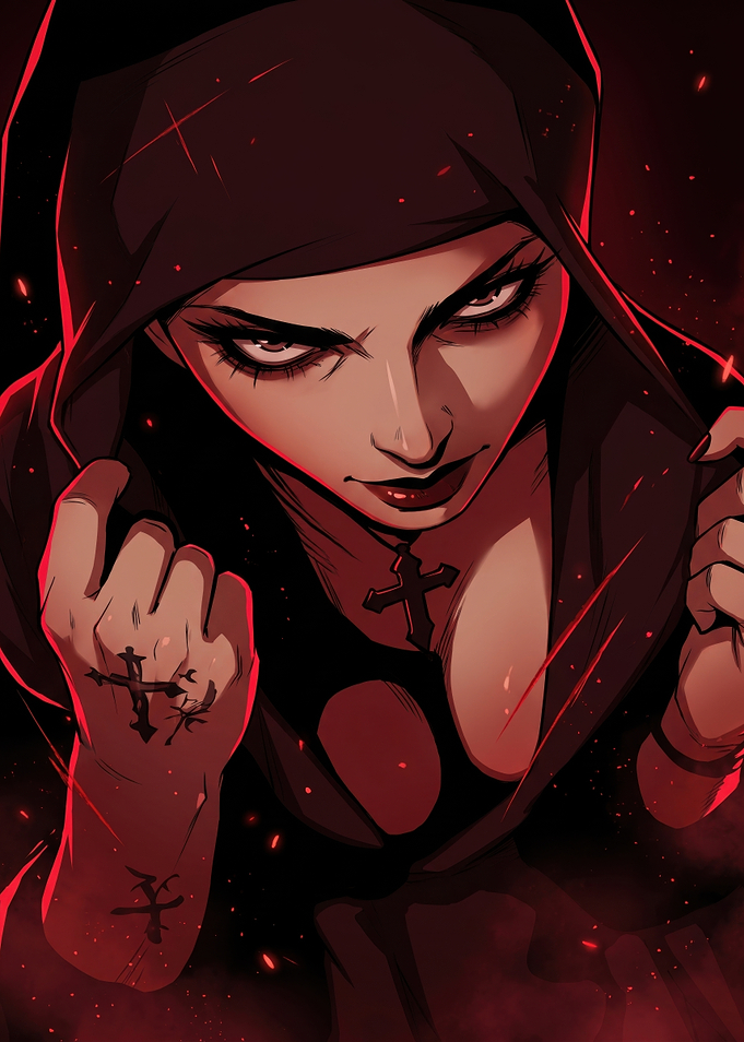 Dark Gothic Nun Digital Illustration