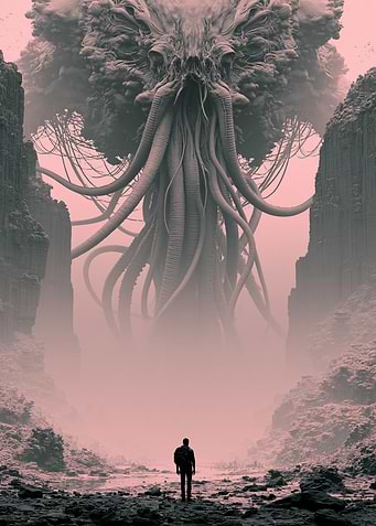Lone Traveler Facing Eldritch Horror